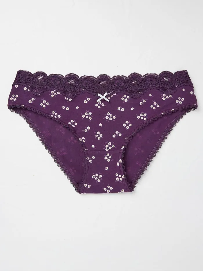 Women Underwear Fat Face Freya Purple Floral Mini Knickers