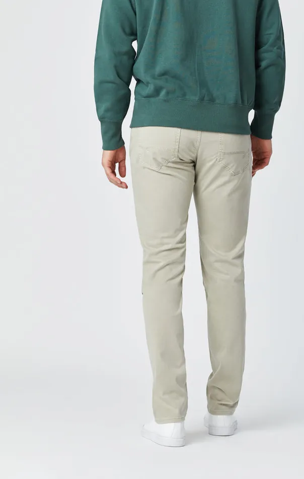 Zach Straight Leg Pants In Stone Grey Sateen Men Mavi Jeans Pants
