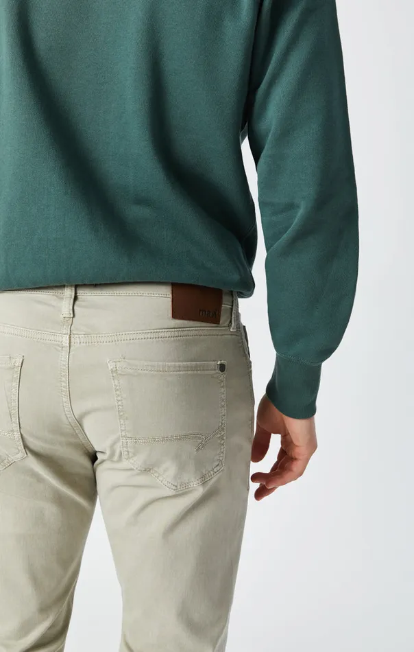 Zach Straight Leg Pants In Stone Grey Sateen Men Mavi Jeans Pants